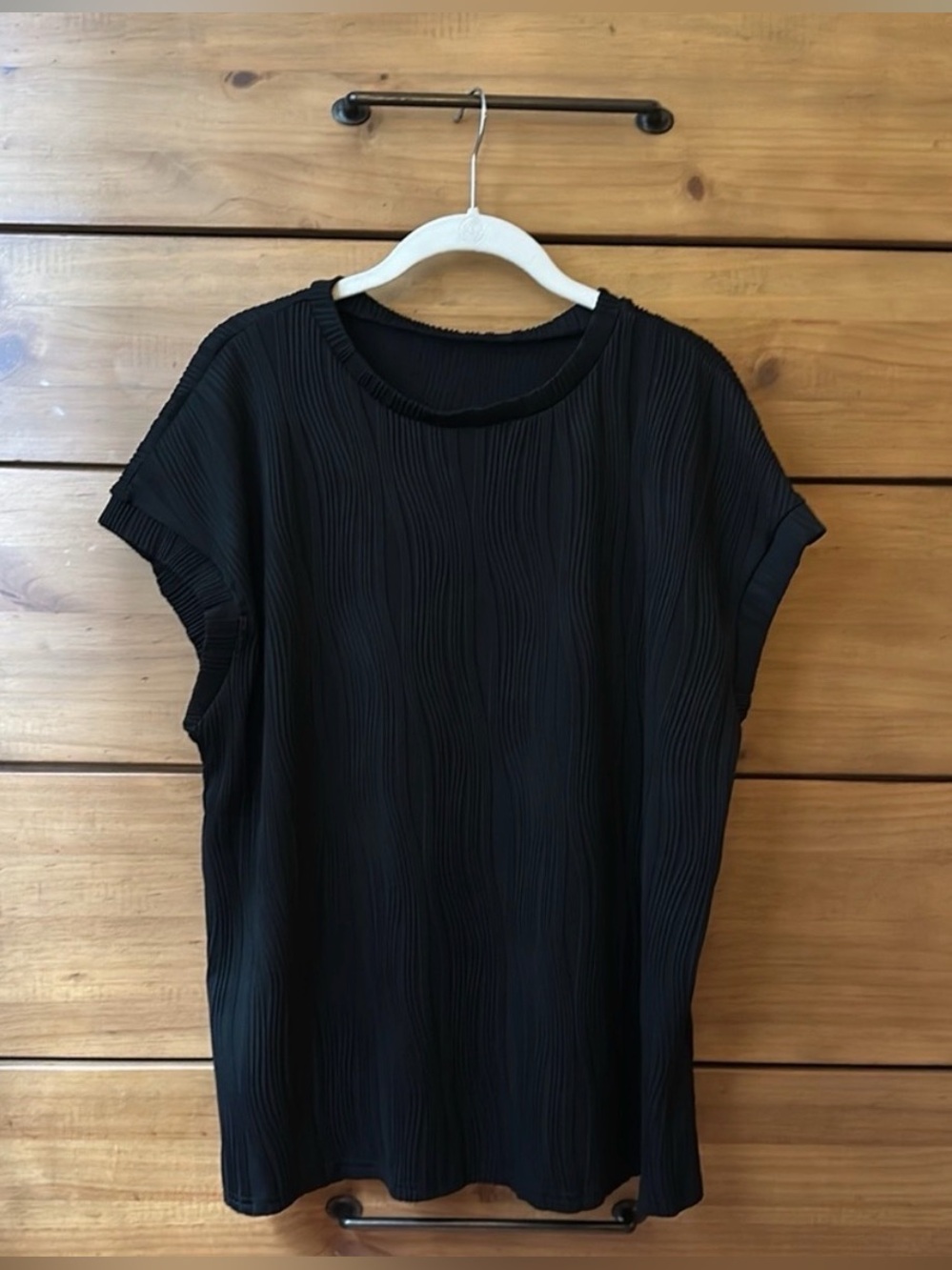 Boutique Black Ribbed Top | XL